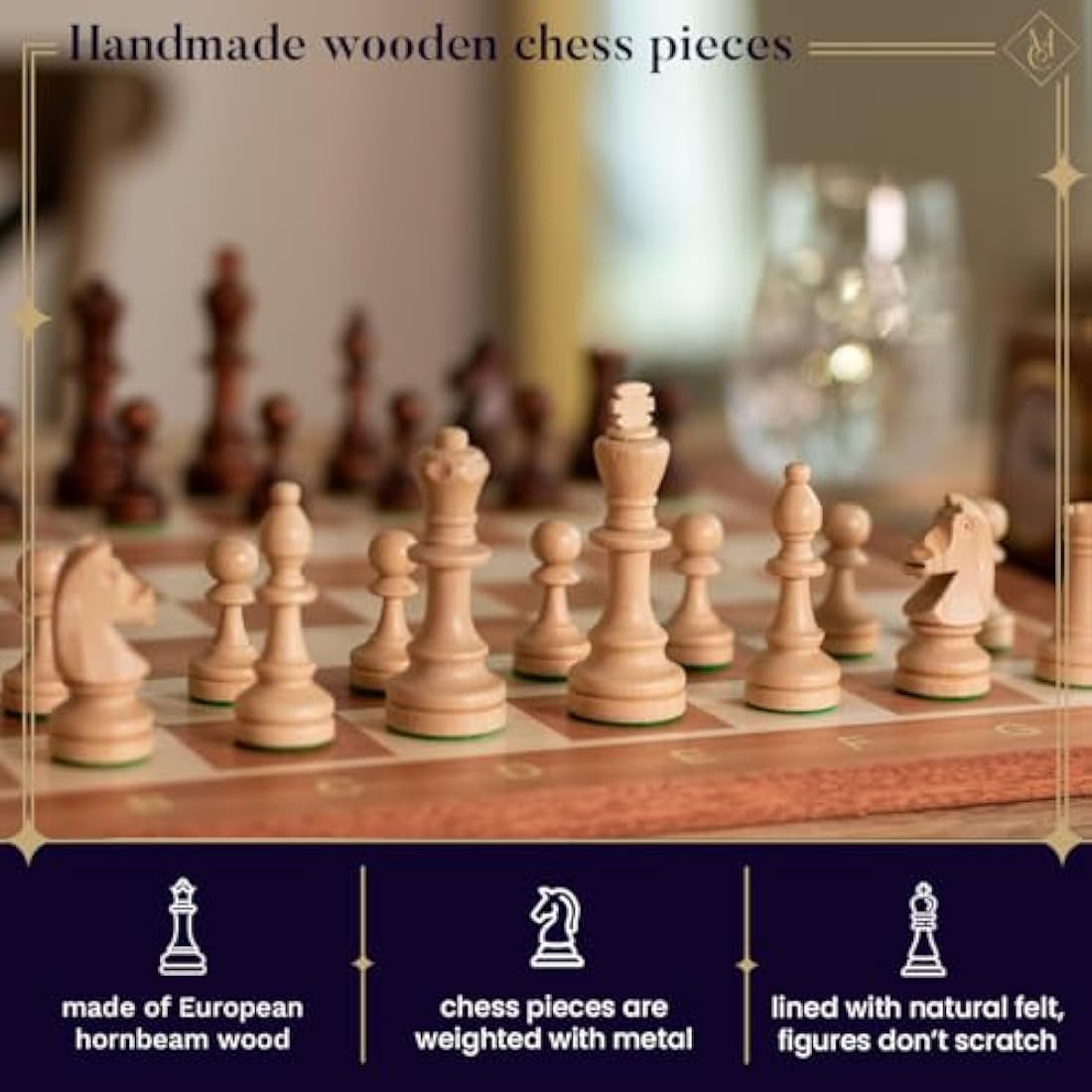 Staunton No. 4 Wooden Chess Pieces in Mahogany Box