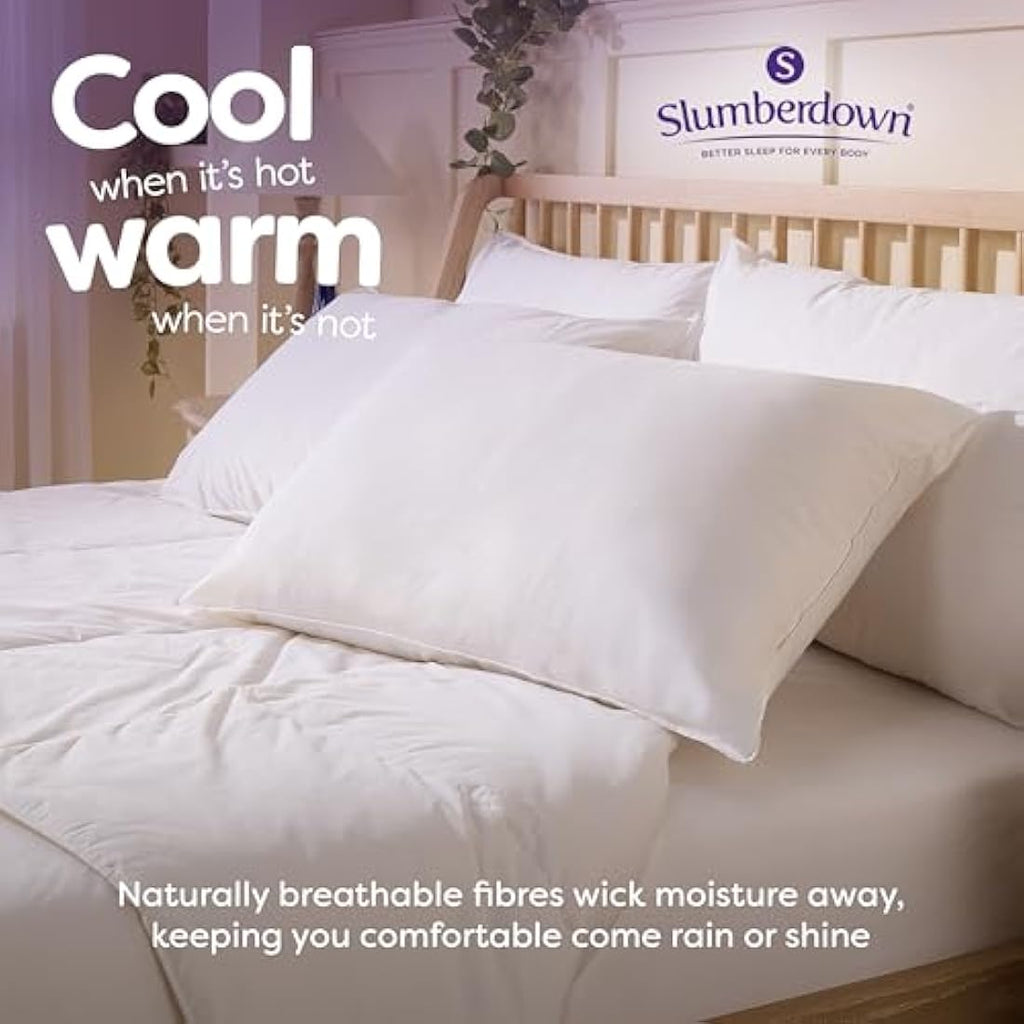 Slumberdown British Wool Pillow – Cooling Cotton Side Sleeper Pillow