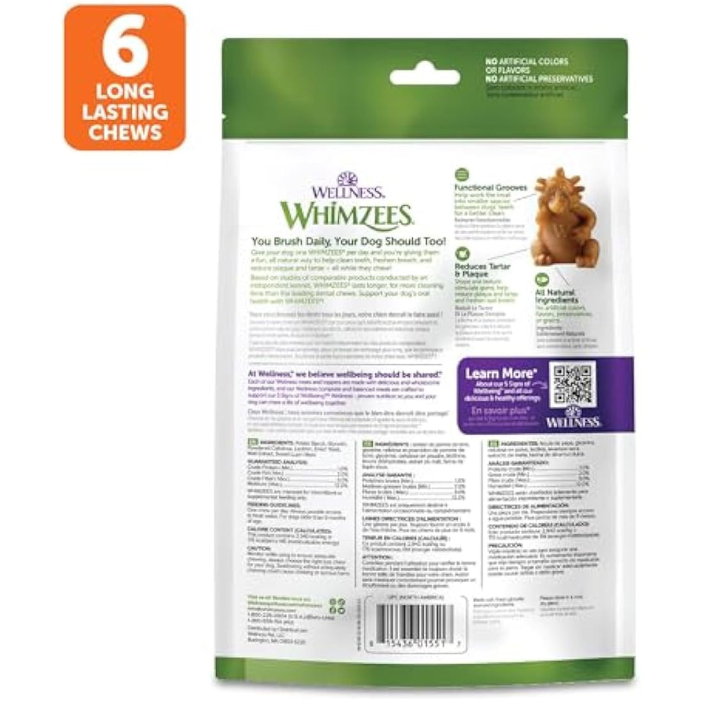 WHIMZEES Natural Dental Dog Treats – Hedgehog Shape, Large (7 Count)