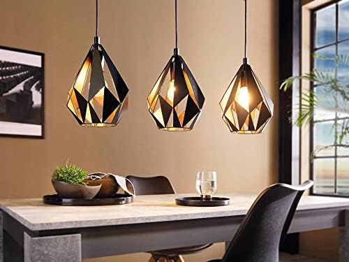 EGLO Carlton 1 Vintage Pendant Light – 3-Flame Steel Hanging Lamp