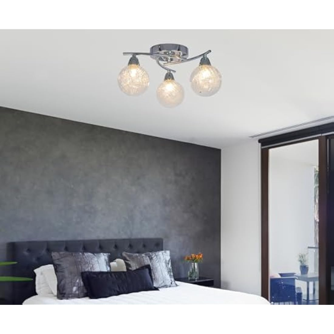 Aurolite Bolla 3-Light LED Semi Flush Ceiling Light | Chrome 4000K