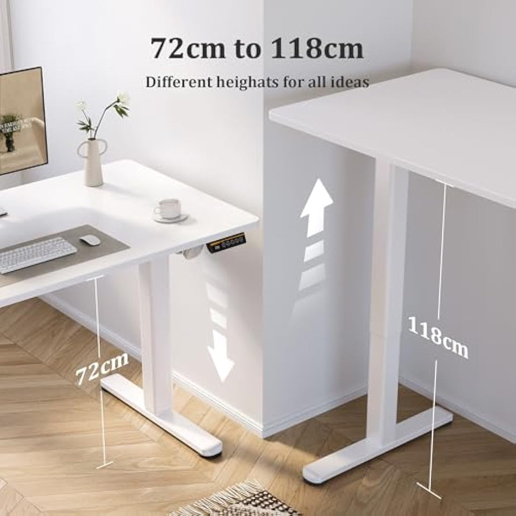 Claiks Electric Standing Desk – 100x60 cm Height Adjustable White