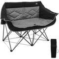 LANMOUNTAIN Folding Camping Loveseat – Heavy Duty Double Chair, Black