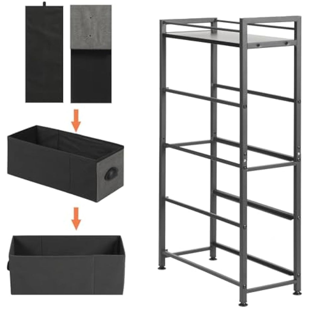 LIANTRAL Slim Vertical Chest of Drawers | 4 Fabric Drawers Narrow Dresser