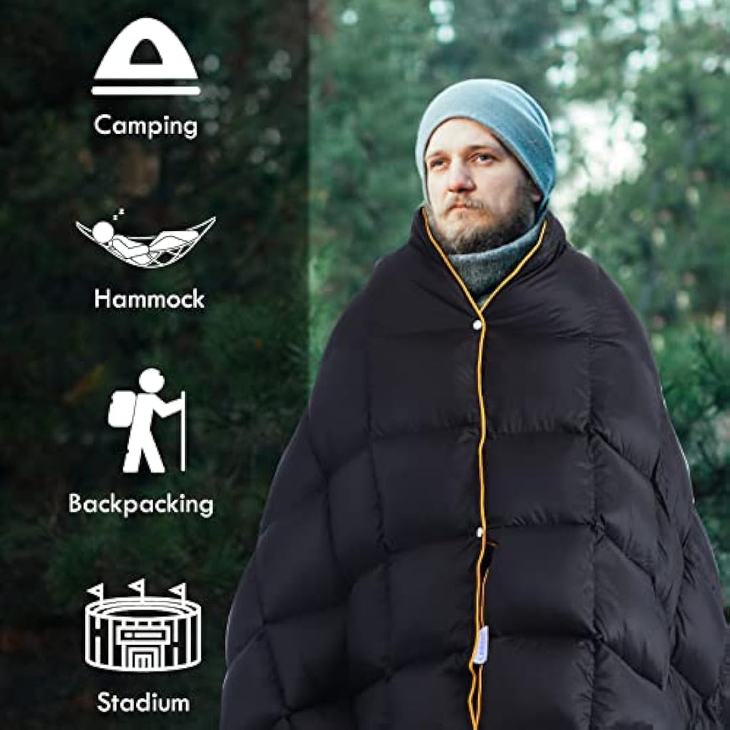 Lvkiss Duck Down Camping Blanket – 20D Water-Resistant Packable Quilt