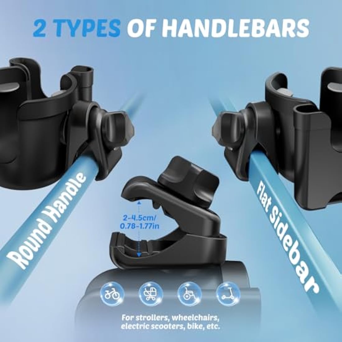 Guiseapue 2-in-1 Universal Pram Cup Holder with Phone Holder for Strollers
