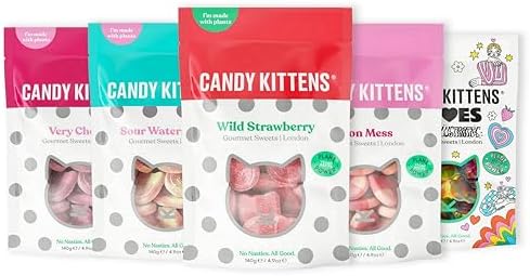 Candy Kittens Vegan Sweets Bundle | 5 Gourmet Fruit Gummy Bags (5 x 140g)