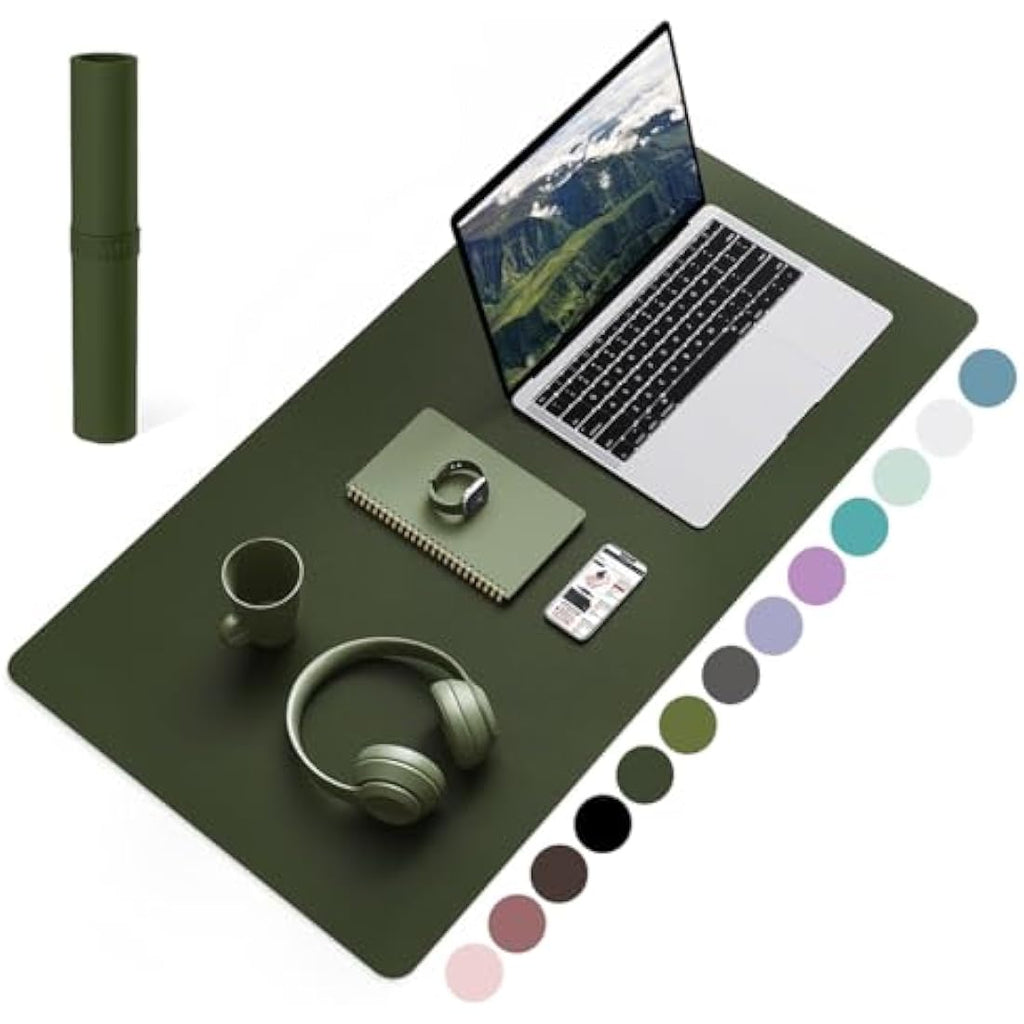 YSAGi Leather Desk Pad – Waterproof Non-Slip Office Writing Mat, Pine Green