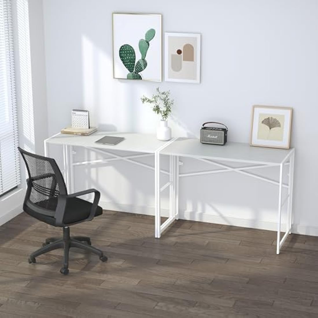 Lutown-Teen 103cm Folding Desk | No-Assembly White Home Office Table