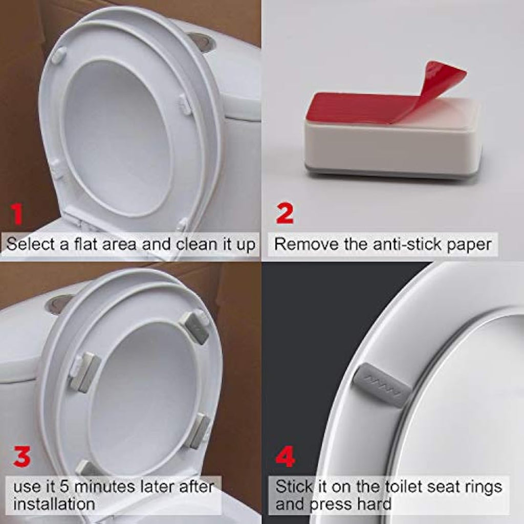 LUTER Universal Toilet Seat Bumper Kit | 8pcs Adhesive Buffer Set