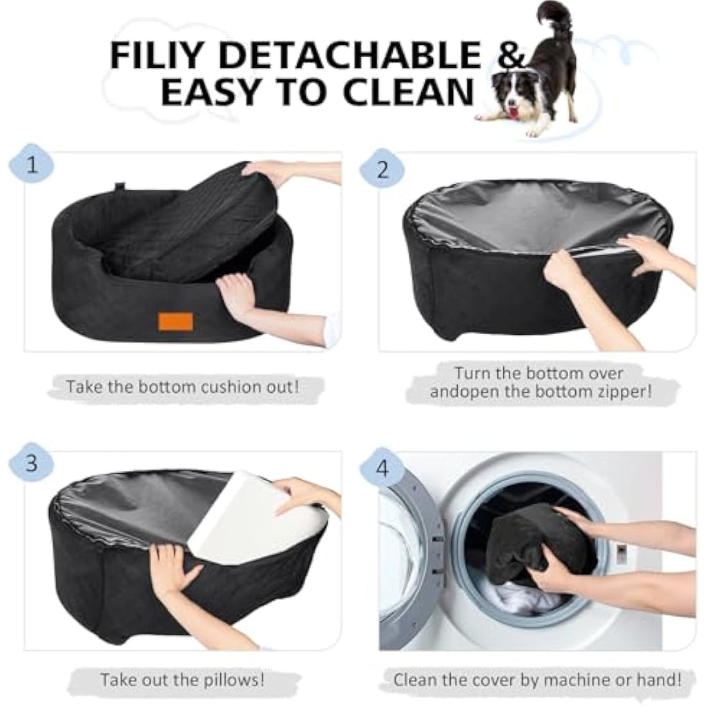 Jolof Store Dog Car Seat – Large Pet Booster Bed for SUV & Car (Black)