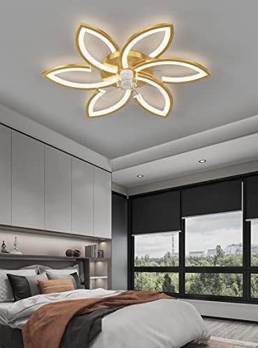 Jolof Store Silent Flower Ceiling Fan with Light - Dimmable Gold Acrylic