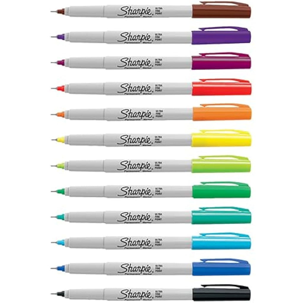 Sharpie Permanent Markers | Ultra Fine Point | Assorted Colours | 12 Pack