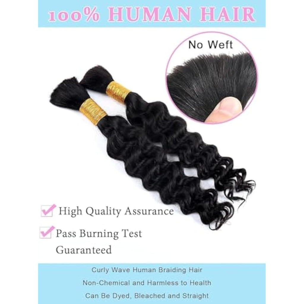 Sexycat Deep Curly Human Braiding Hair – 16 Inch 100g Brazilian Virgin