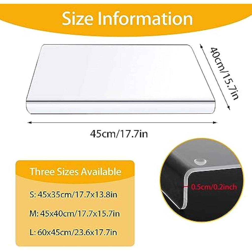 Acrylic Cutting Board | 5mm Clear Countertop Protector with Lip