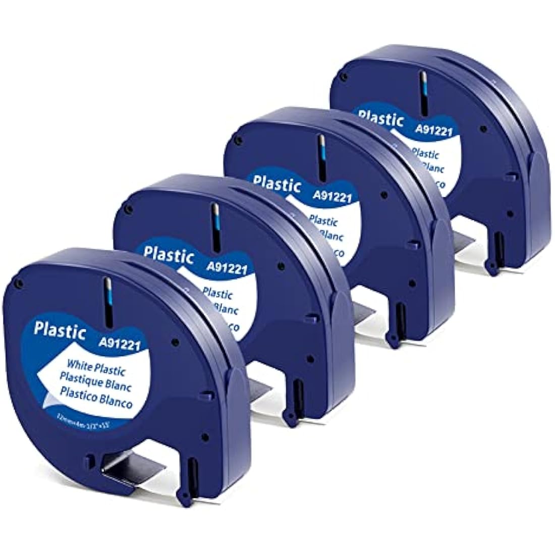 MarkField Compatible Dymo LetraTag Plastic Label Tape, 12mm x 4m, 4-Pack