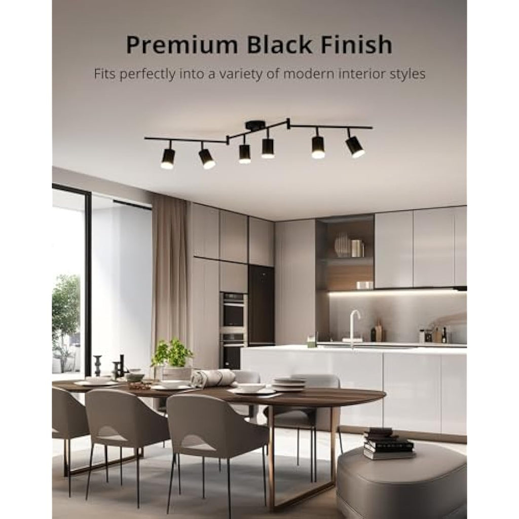 Gr4tec 6-Way Black Ceiling Spotlight Bar | Modern GU10 Light Fitting