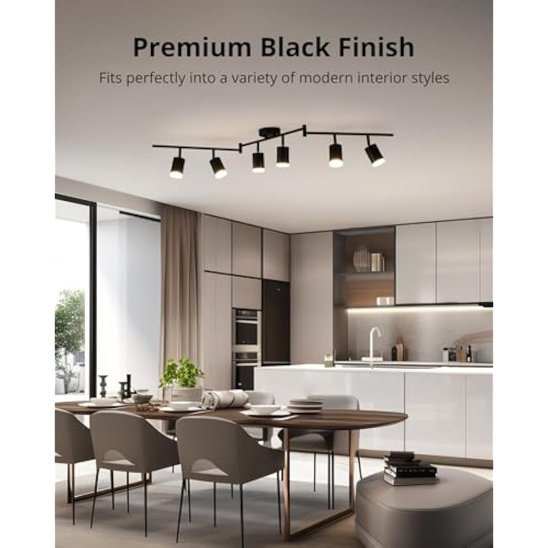 Gr4tec 6-Way Black Ceiling Spotlight Bar | Modern GU10 Light Fitting