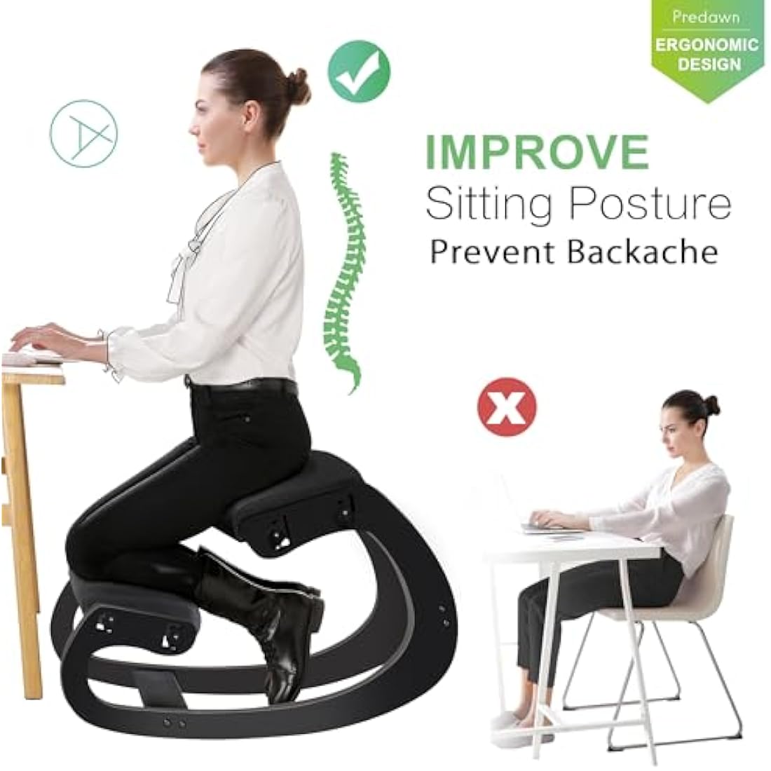 Ergonomic Kneeling Chair – Adjustable Wood Posture Stool
