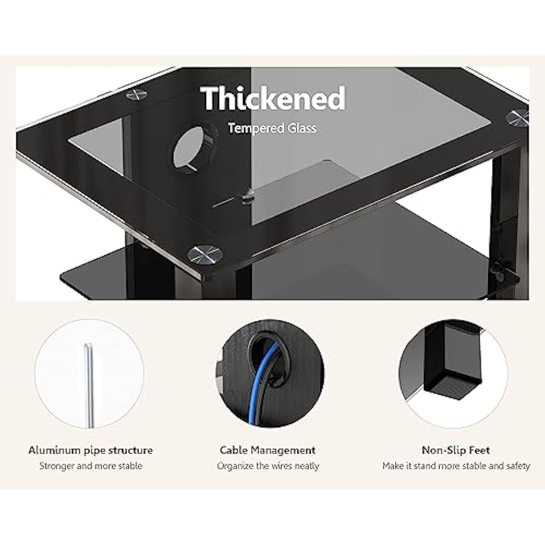 FITUEYES 4-Tier HiFi Stand | Tempered Glass Audio Video Media Rack