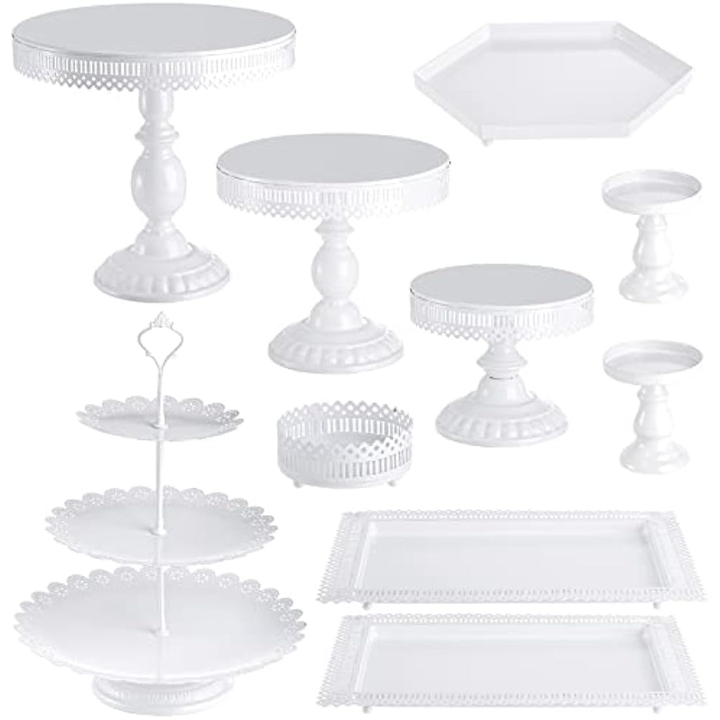 Jolof Store 10-Piece Gold Metal Cake Stand Set for Wedding & Parties
