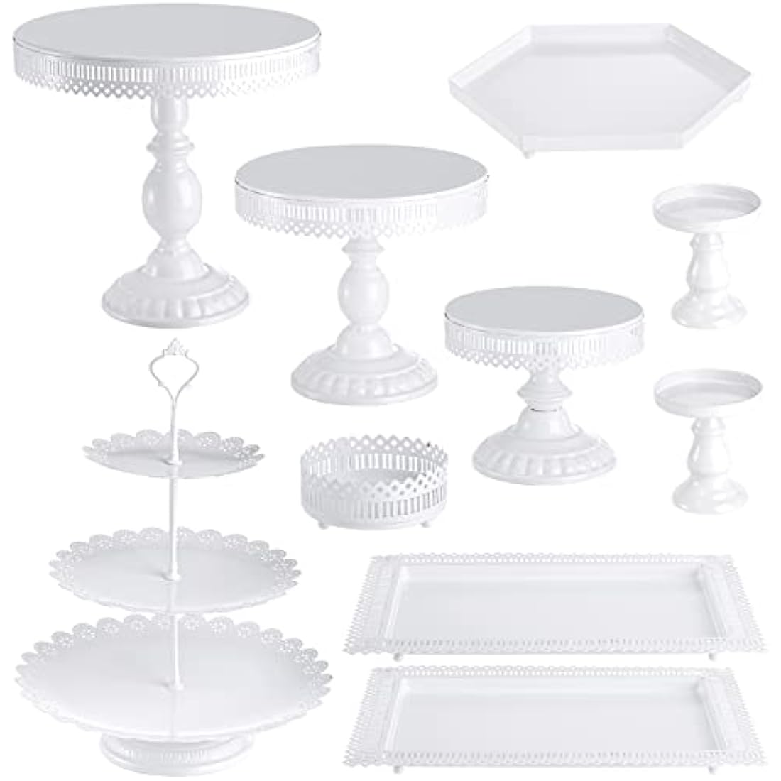 Jolof Store 10-Piece Gold Metal Cake Stand Set for Wedding & Parties