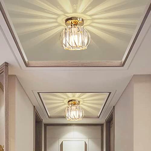 Crystal Chandelier Ceiling Light – 2 Pack Gold Flush Mount