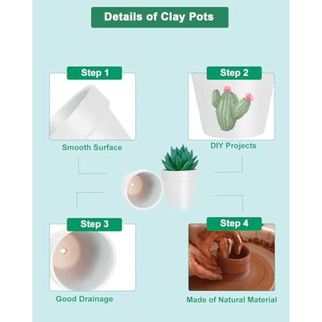 Vensovo 48 Pcs White Mini Terracotta Pots – 5cm Small Clay Planters