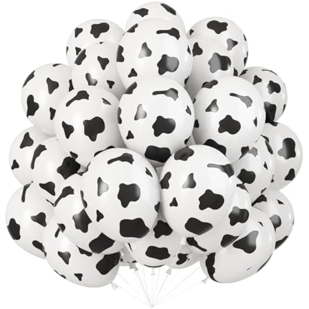 Cow Print Balloons | 30pc Black & White Latex Farm Party Decor
