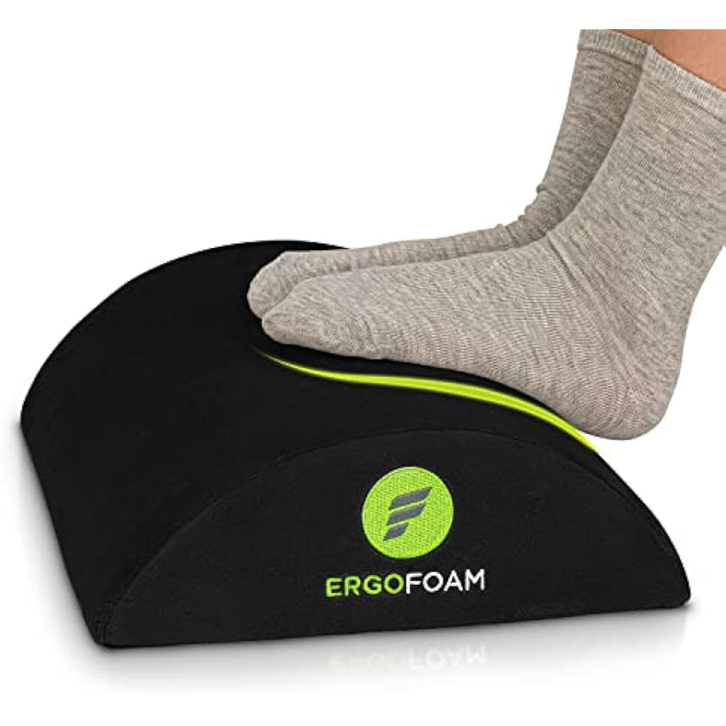 ErgoFoam Ergonomic Under Desk Foot Rest – Premium Velvet Rocker (Black)