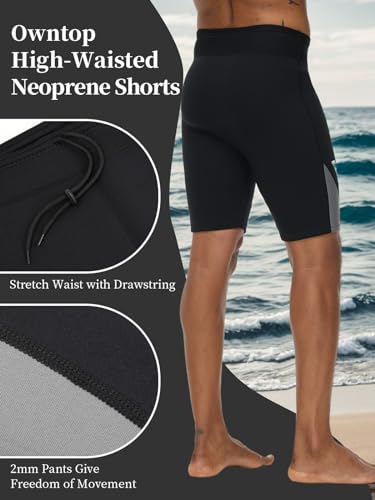 Owntop Men's 2mm Neoprene Wetsuit Pants – Grey Thermal Diving Shorts