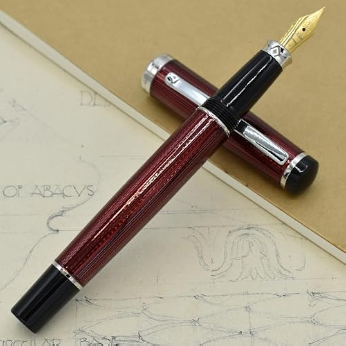 Xezo Incognito Fountain Pen | Medium Nib | Burgundy Red & Platinum