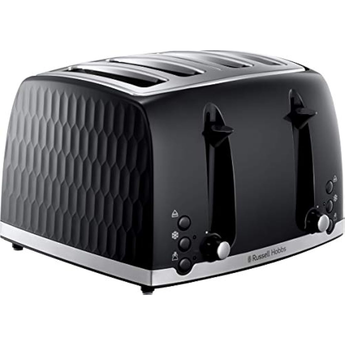 Russell Hobbs Honeycomb 4 Slice Toaster – Black Textured High Gloss