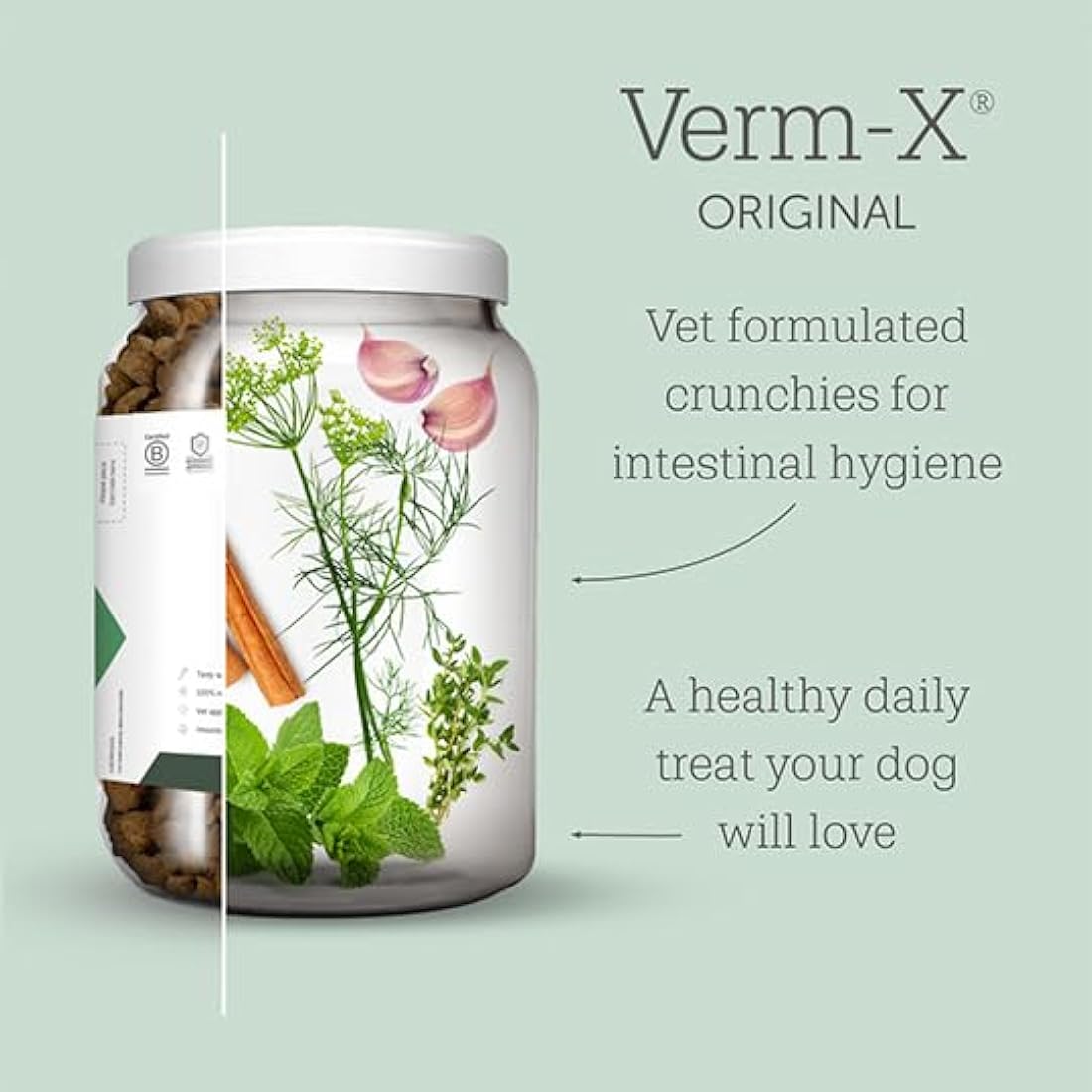 Verm-X Natural Dog Treats | Herbal Intestinal Hygiene & Gut Supplement