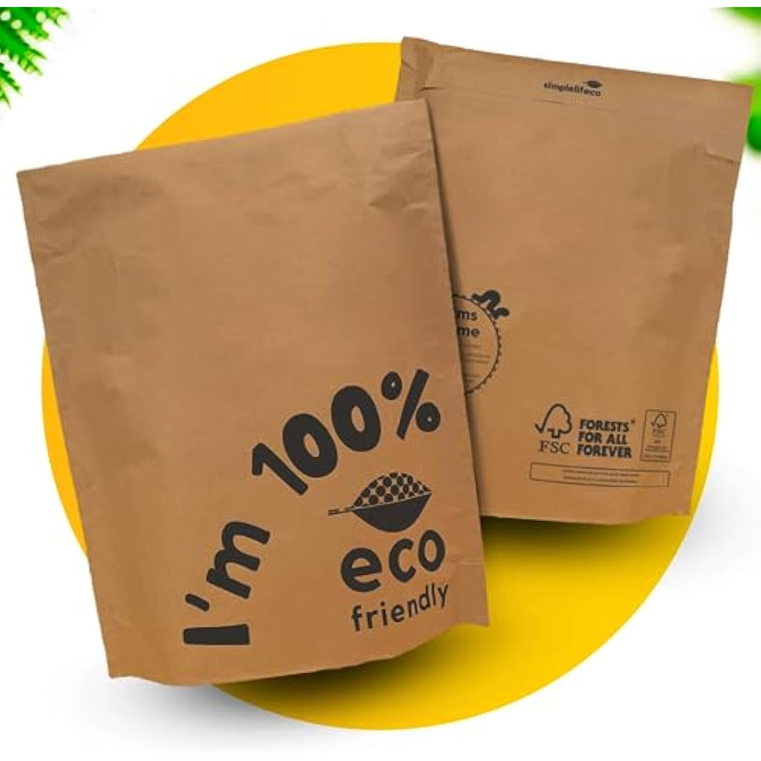Simplelifeco FSC Kraft Paper Mailing Bags | 9x12" Recyclable Mailers (10 Pack)