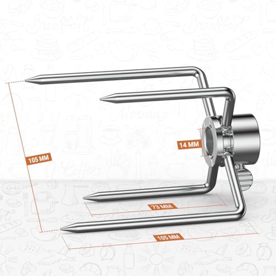 Steel Rotisserie Forks for 8-12mm Spit Rods, 2-Pack