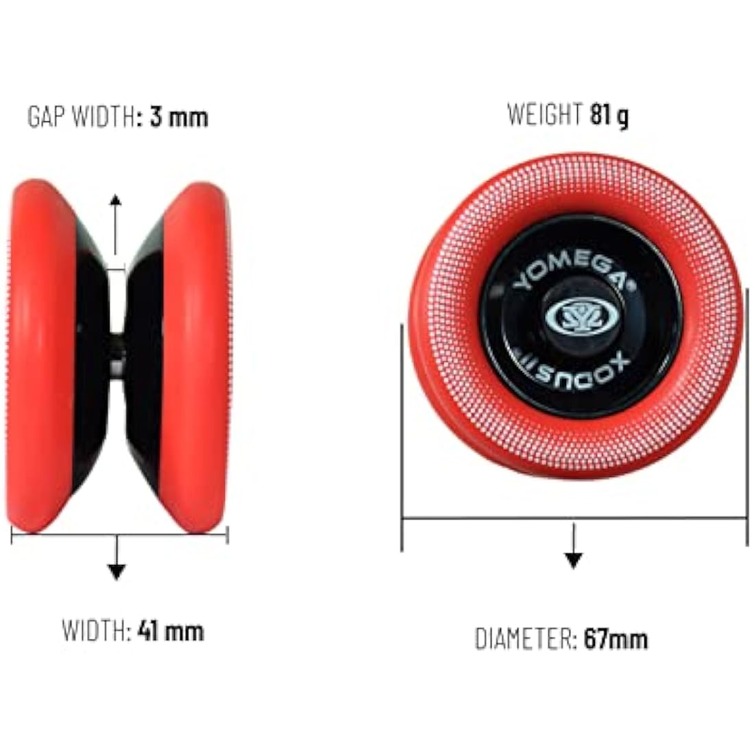 Yomega Xodus II Responsive YoYo – Wing Shape with Rubber Rims, Black Red