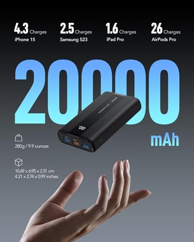 VRURC 20000mAh Power Bank | 22.5W Fast Charging Portable USB-C Charger