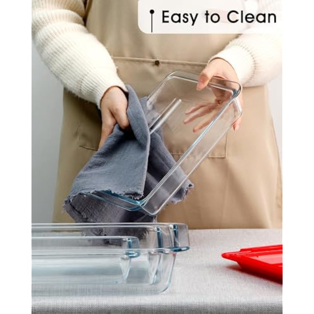 4-Piece Tempered Glass Baking Dish Set with Lids – Oven Safe