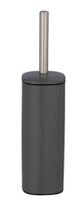 WENKO Alassio Toilet Brush Set | Matte Grey Lacquered Steel Bathroom Holder
