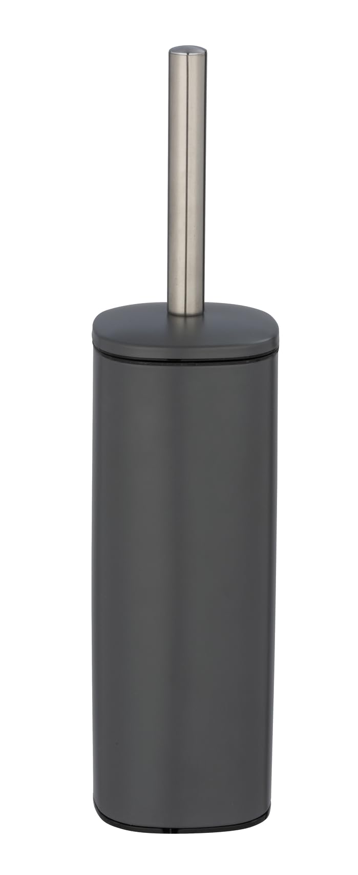 WENKO Alassio Toilet Brush Set | Matte Grey Lacquered Steel Bathroom Holder