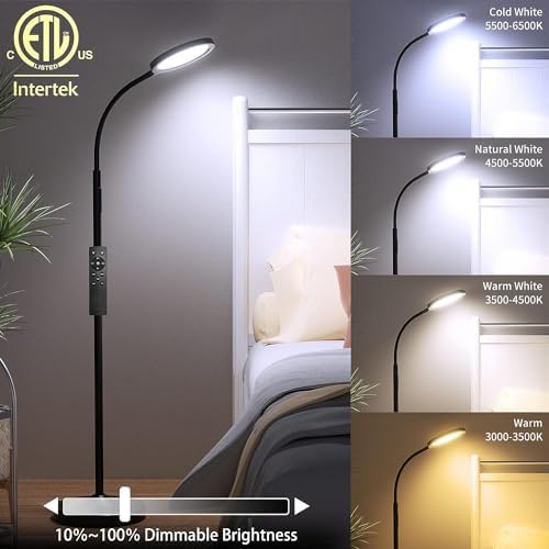 Keepsmile LED Floor Lamp – Dimmable Standing Reading Light with Remote