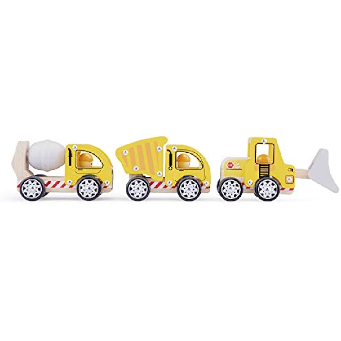 New Classic Toys Wooden Construction Vehicles Set for Toddlers – Yellow