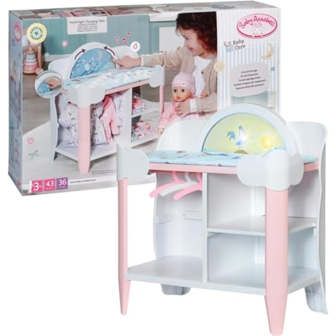 Baby Annabell Day & Night Changing Table – Doll Nursery Playset with Lights