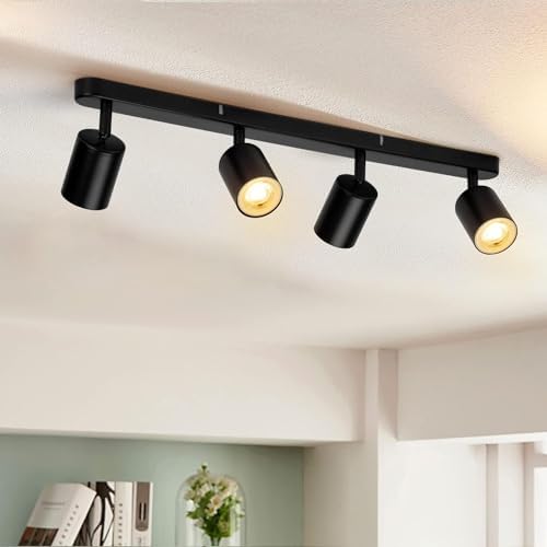 4-Way GU10 Ceiling Spotlight – Matte Black Adjustable Light