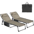 YITAHOME Folding Sun Lounger Set of 2 | 4-Position Adjustable – Khaki