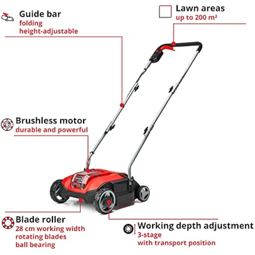 Einhell 18V Cordless Lawn Scarifier – Brushless 28cm Dethatcher (Solo)