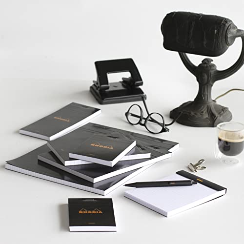 Rhodia N°16 Stapled Notepad - Black A5 Lined Paper - Pack of 10
