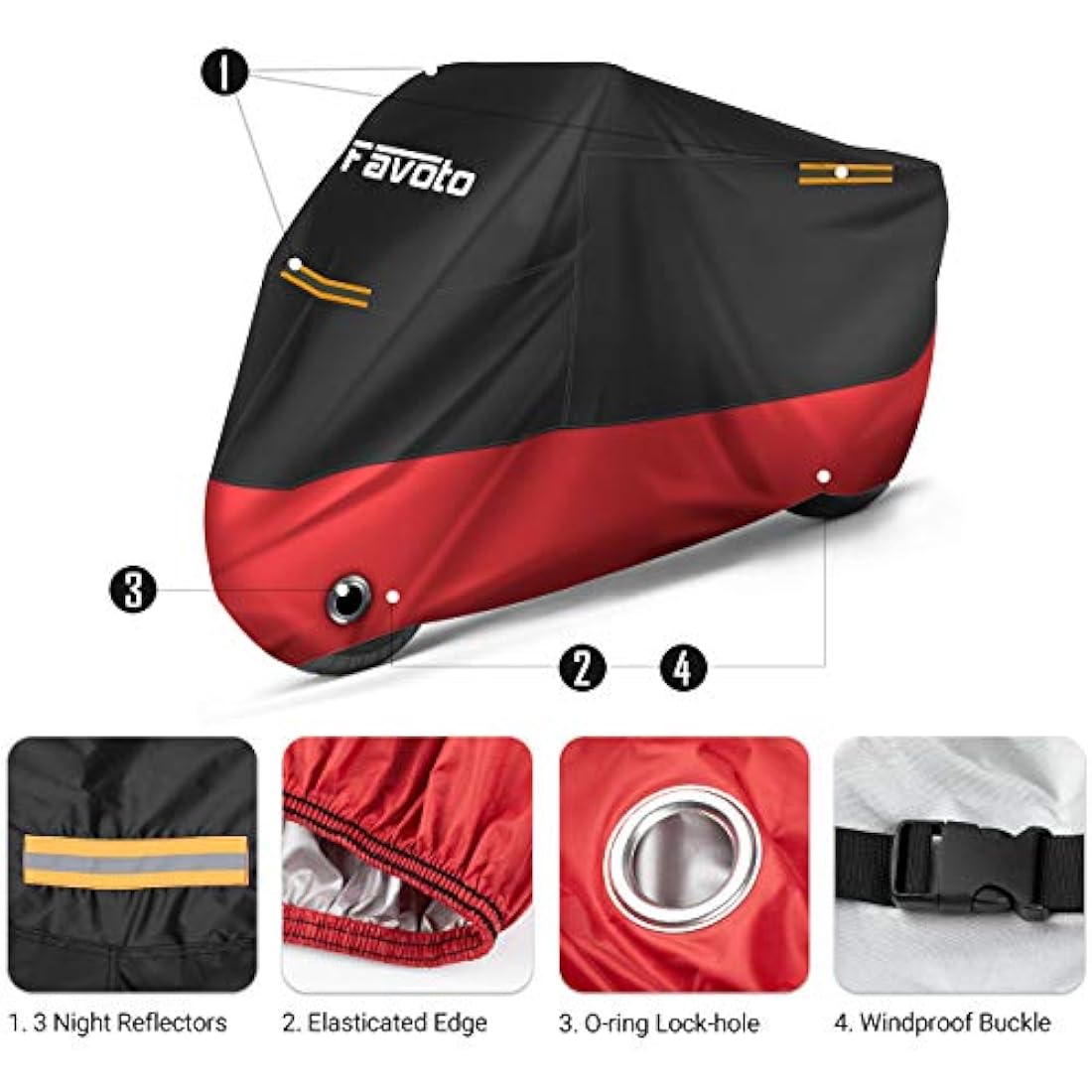 Favoto 210D Waterproof Motorcycle Cover – All Season Outdoor Protection