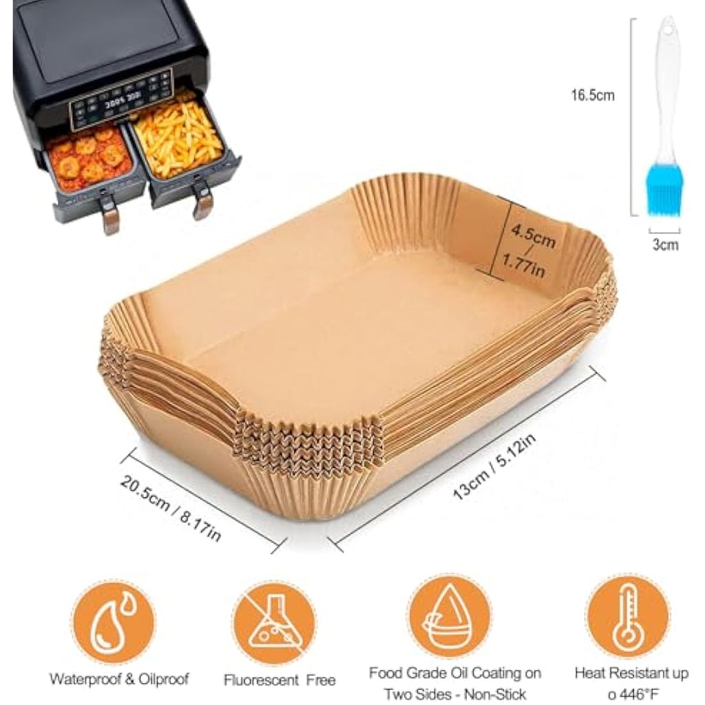FEEZOM Air Fryer Disposable Paper Liners for Ninja Dual Basket | 100PC
